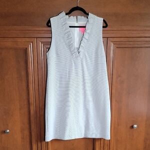 Lilly Pulitzer Gray Ruffle V-Neck Midi Dress